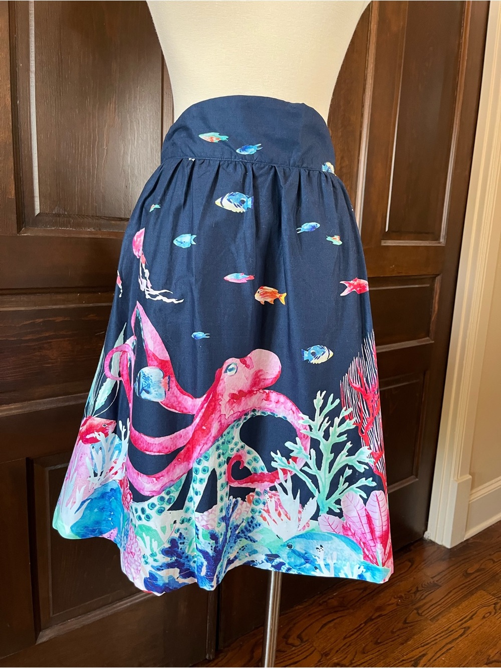 ModCloth Under the Sea Octopus Skirt Size L Marine Life Whimsical Teacher Pocket - Picture 12 of 12